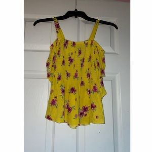 NWT Yellow Floral Peplum Top